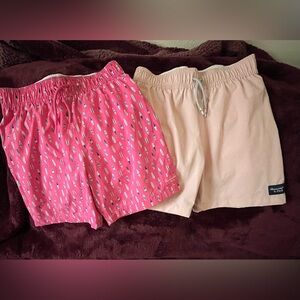 Two Abercrombie Kids Pink and Peach Swim trunks.